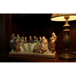 The Last Supper Religious Statue Jesus Disciples Table Scene Figurine large